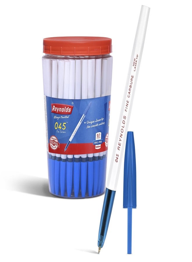Reynolds 045 60 PENS BLUE | PENS WITH COMFORTABLE GRIP |BALL PENS FOR WRITING | PEN FOR STUDENTS & OFFICE STATIONERY | 0.7 mm TIP SIZE - Image 1