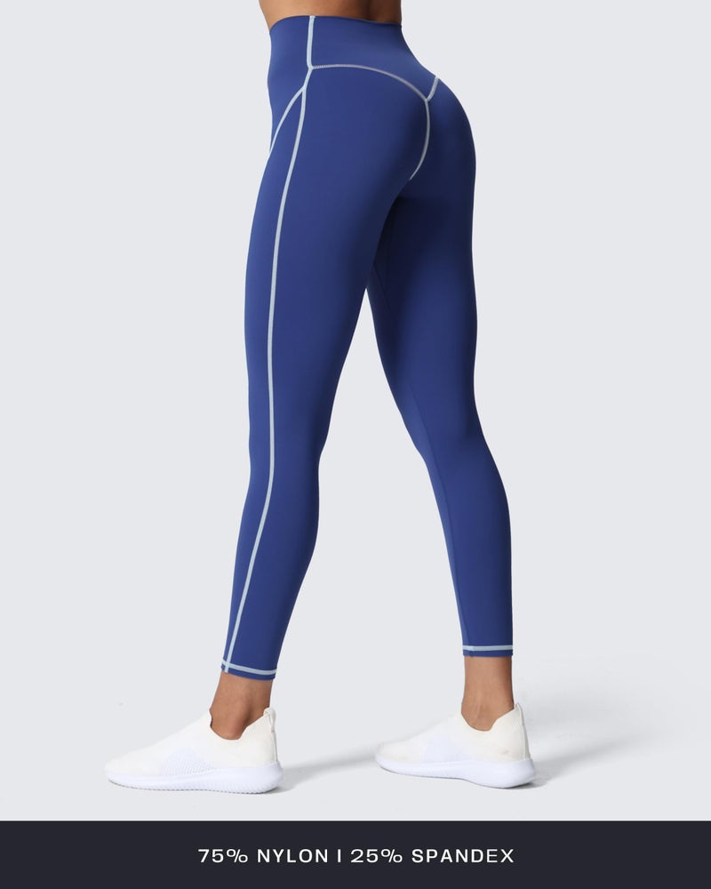 Aoxjox Workout Leggings for Women High Waisted Lexi Lined Exercise Athletic Gym Fitness Yoga Pants 26" (Bellwether Blue/Airy Blue, Small) - Image 3
