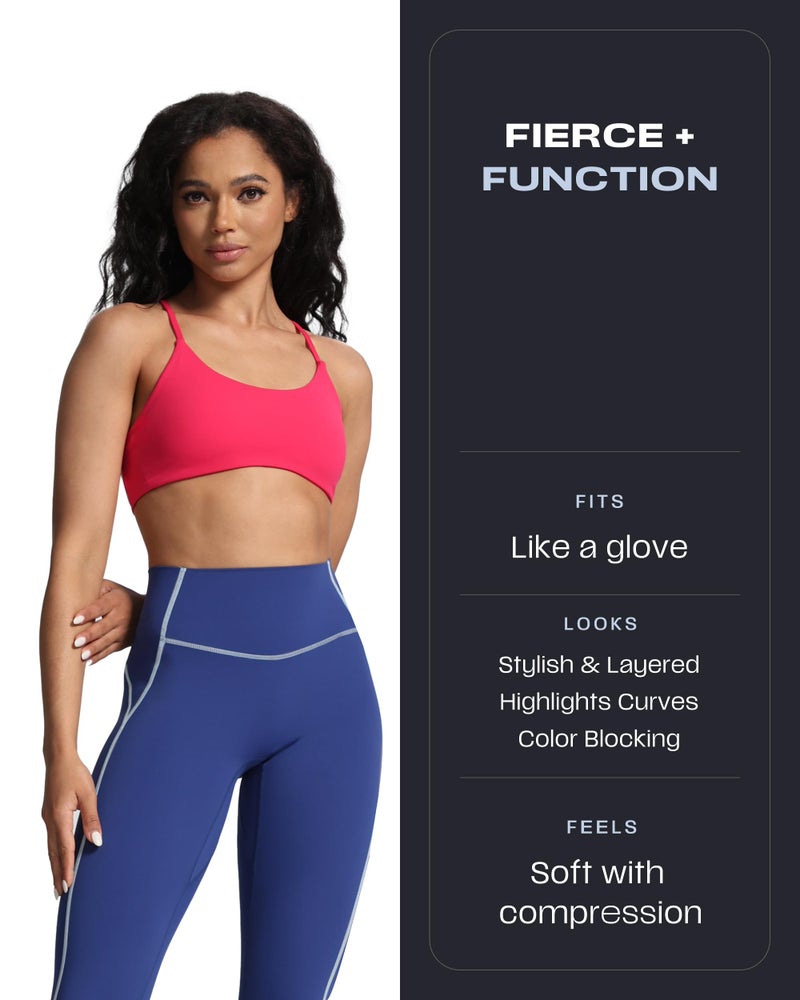 Aoxjox Workout Leggings for Women High Waisted Lexi Lined Exercise Athletic Gym Fitness Yoga Pants 26" (Bellwether Blue/Airy Blue, Small) - Image 2