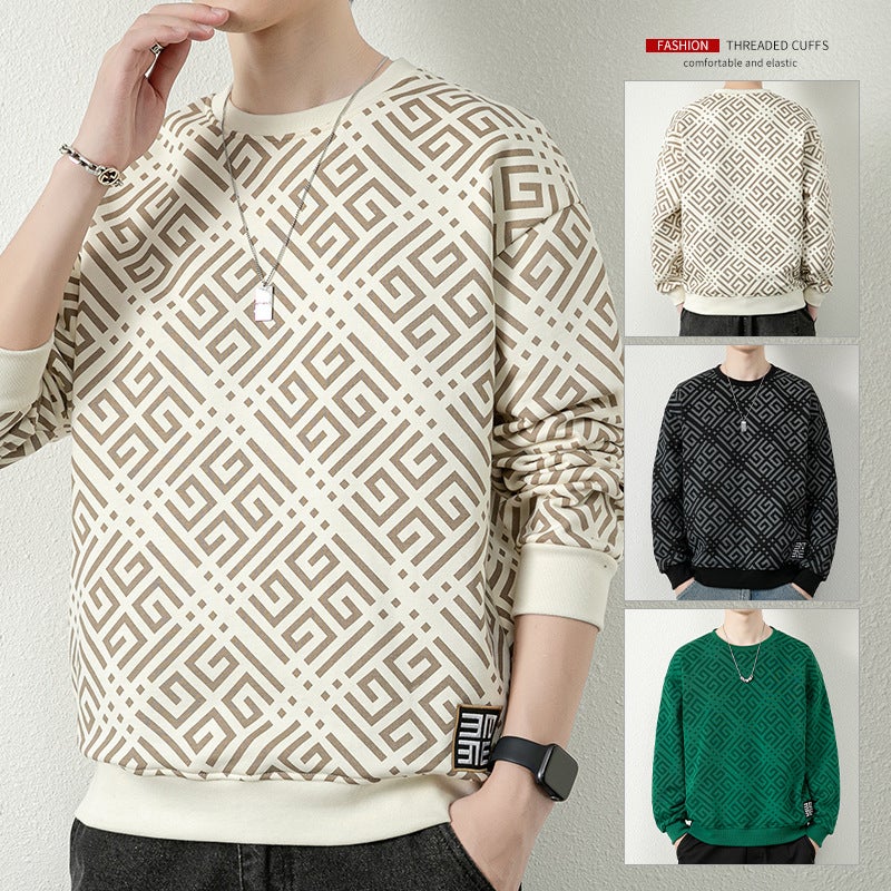 Men'S Sweatshirt 2025 Popular Oversized Trendy Loose Round Neck Casual Pullover Letter Print Loose Top - Image 2