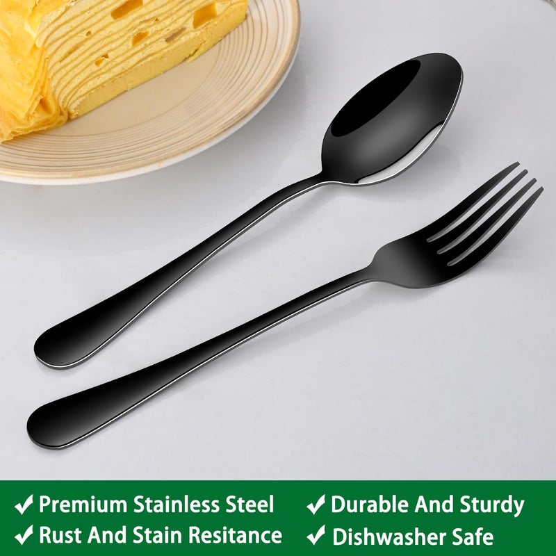 Dehov 16-Piece 7.3 Inches Black Stainless Steel Dinner Spoons,Durable Soup Spoons,Black Table Spoon,Silverware Spoon - Image 3