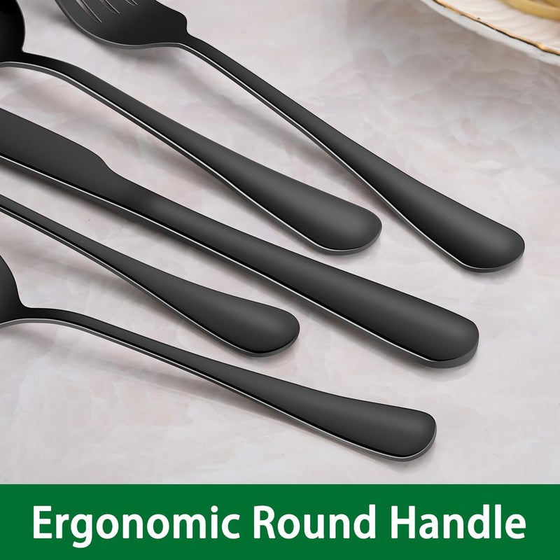 Dehov 16-Piece 7.3 Inches Black Stainless Steel Dinner Spoons,Durable Soup Spoons,Black Table Spoon,Silverware Spoon - Image 4