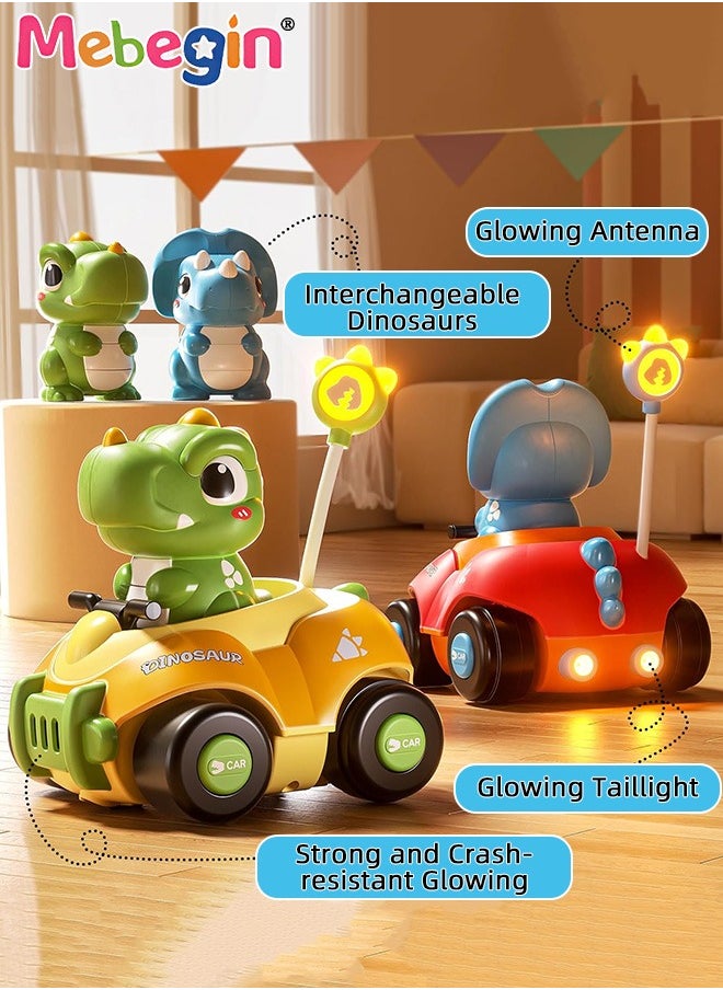 MEBEGIN RC Dinosaur Cars Toys Set with 2 Bumper Cars and 2 Remote Controllers, Remote Control Bumper Cars Toys with Ejectable Figures, Light and Sounds, RC Battle Race Cars, Fun Interactive Toy, Suitable for 2 Players, Ideal Gift for Kids Aged 3+  - Image 2