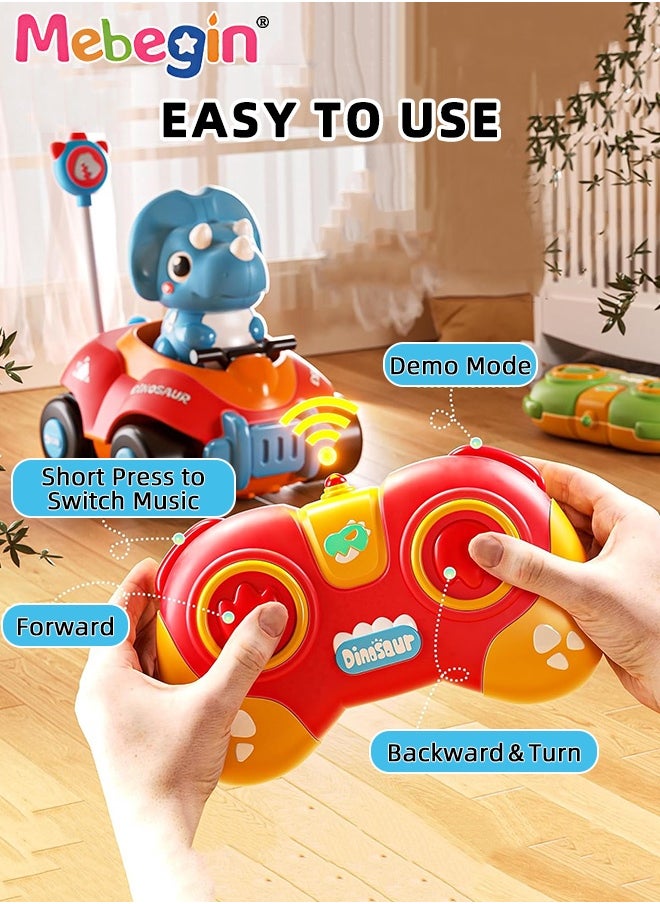 MEBEGIN RC Dinosaur Cars Toys Set with 2 Bumper Cars and 2 Remote Controllers, Remote Control Bumper Cars Toys with Ejectable Figures, Light and Sounds, RC Battle Race Cars, Fun Interactive Toy, Suitable for 2 Players, Ideal Gift for Kids Aged 3+  - Image 3
