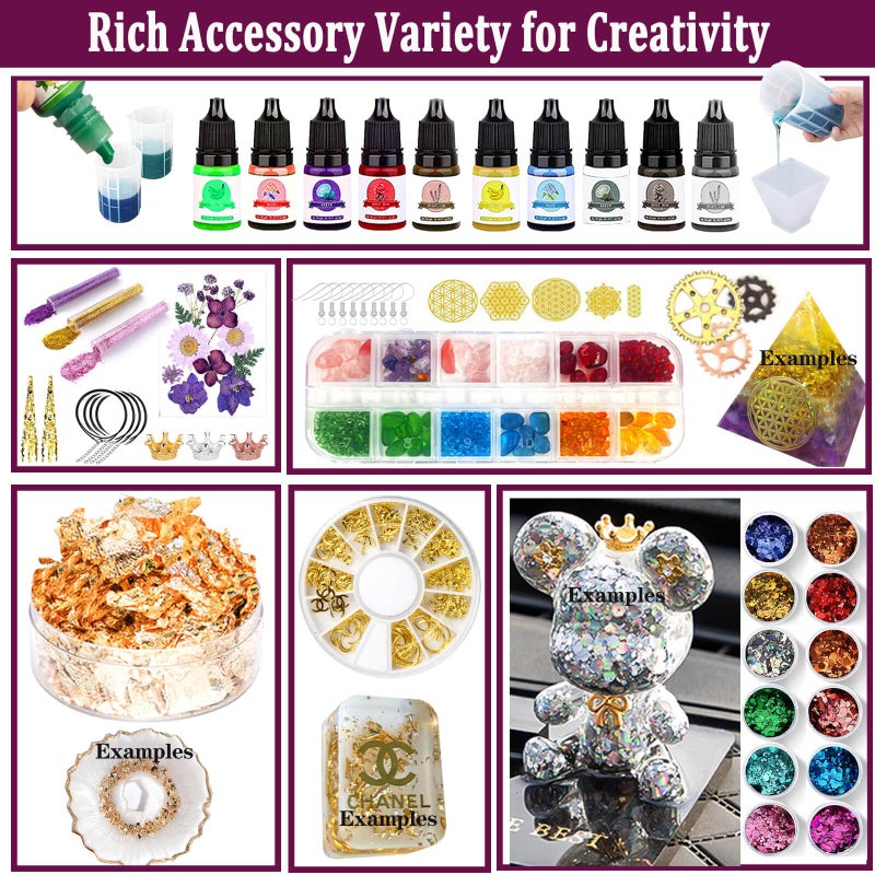 JILLSKY Resin Kit - Complete Resin Kits and Molds Set, 125pcs Resin Jewelry Making Kit for Beginners with Sphere, Pyramid, Crystal Molds & Epoxy Supplies for DIY Crafts - Image 5