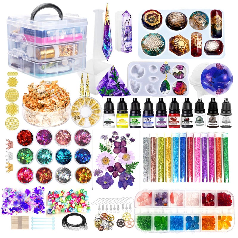 JILLSKY Resin Kit - Complete Resin Kits and Molds Set, 125pcs Resin Jewelry Making Kit for Beginners with Sphere, Pyramid, Crystal Molds & Epoxy Supplies for DIY Crafts - Image 1