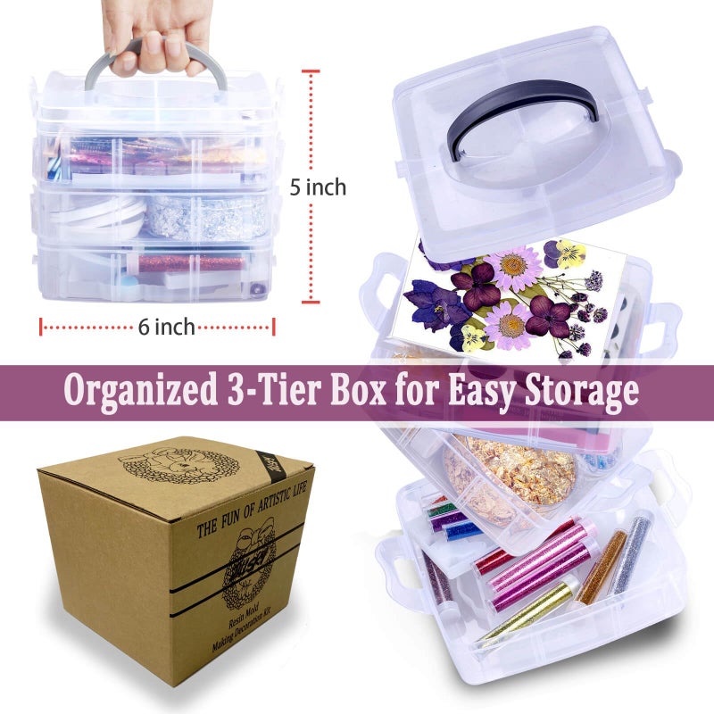 JILLSKY Resin Kit - Complete Resin Kits and Molds Set, 125pcs Resin Jewelry Making Kit for Beginners with Sphere, Pyramid, Crystal Molds & Epoxy Supplies for DIY Crafts - Image 4