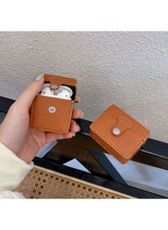 Suitable For AirPods 4 Headphone Case Cartoon All-inclusive Leather Case For Apple1/2 Generation Pro2 Bluetooth Protective Case One-piece Case-Color:One-piece Leather Case-solid Color Khaki-Model:Airpods 4 (protective Case)