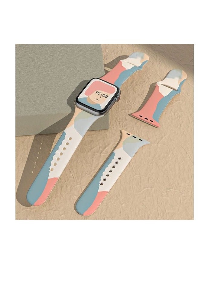 TWEGGON 3pc Pack Fashion Silicone Strap for Apple Watch Compatible with 46mm/45mm/44mm/49mm Multicolor  - Image 2