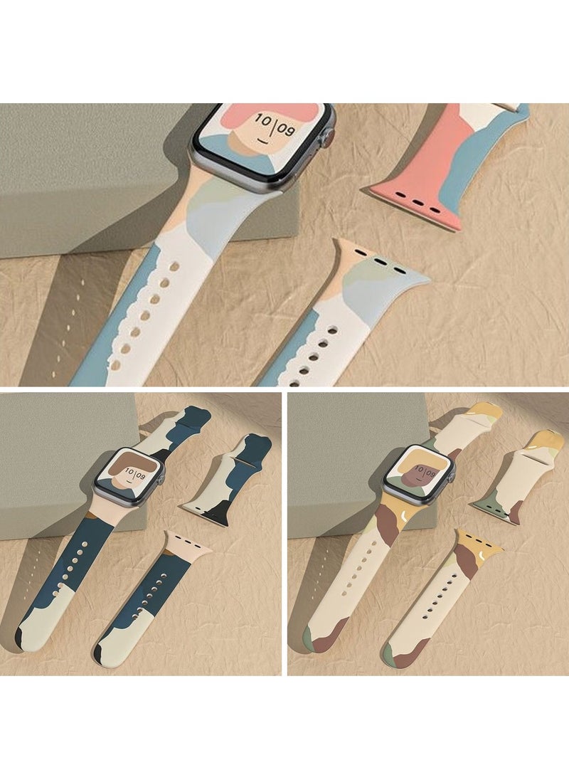 TWEGGON 3pc Pack Fashion Silicone Strap for Apple Watch Compatible with 46mm/45mm/44mm/49mm Multicolor  - Image 1