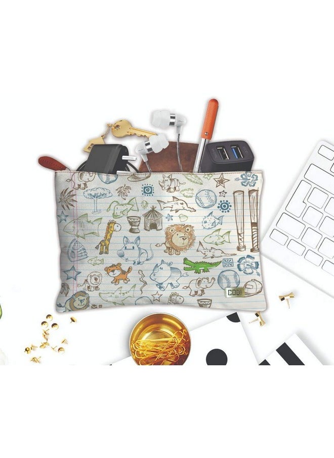 Paper Plane Design - Paper Plane Design Multipurpose Canvas Zipper Pouch 9 in x 6 in Multicoloured (DesignCV9) - Image 1
