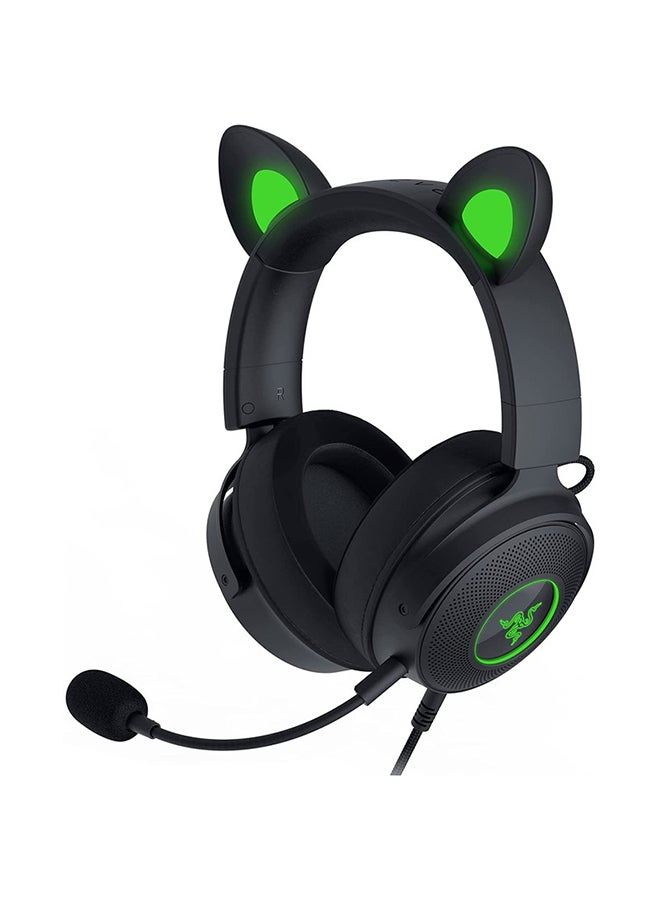 Razer Kraken Kitty V2 BT Wired RGB Headset: Chroma RGB Kitty Ears & Earcups, Bluetooth 5.2-40 mm DriversNoise-Cance lling Mics, Lightweight, 40 Hr Battery w/Type C Charging - Black & Green I RZ04-04510100-R3M1 - Image 1