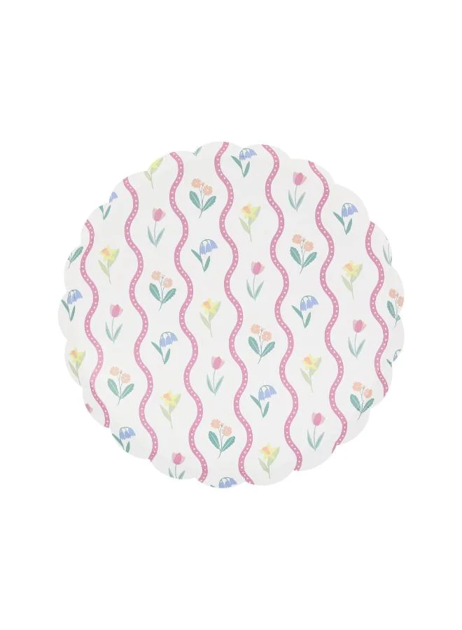 Meri Meri  Bloomsbury Floral Pattern Side Plates - Pack of 8, 450gsm Paper Plates with 4 Soft Pastel Floral Designs, Stylish Party Tableware for Garden Parties, Baby Showers & Celebrations  | Best Price UAE