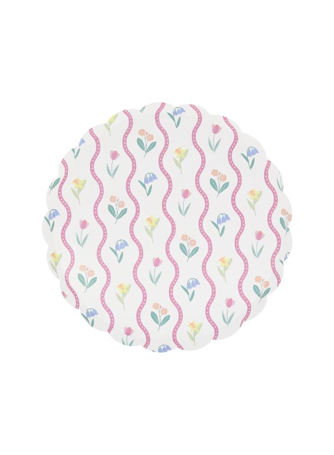 Meri Meri Bloomsbury Floral Pattern Side Plates - Pack of 8, 450gsm Paper Plates with 4 Soft Pastel Floral Designs, Stylish Party Tableware for Garden Parties, Baby Showers & Celebrations - Image 4