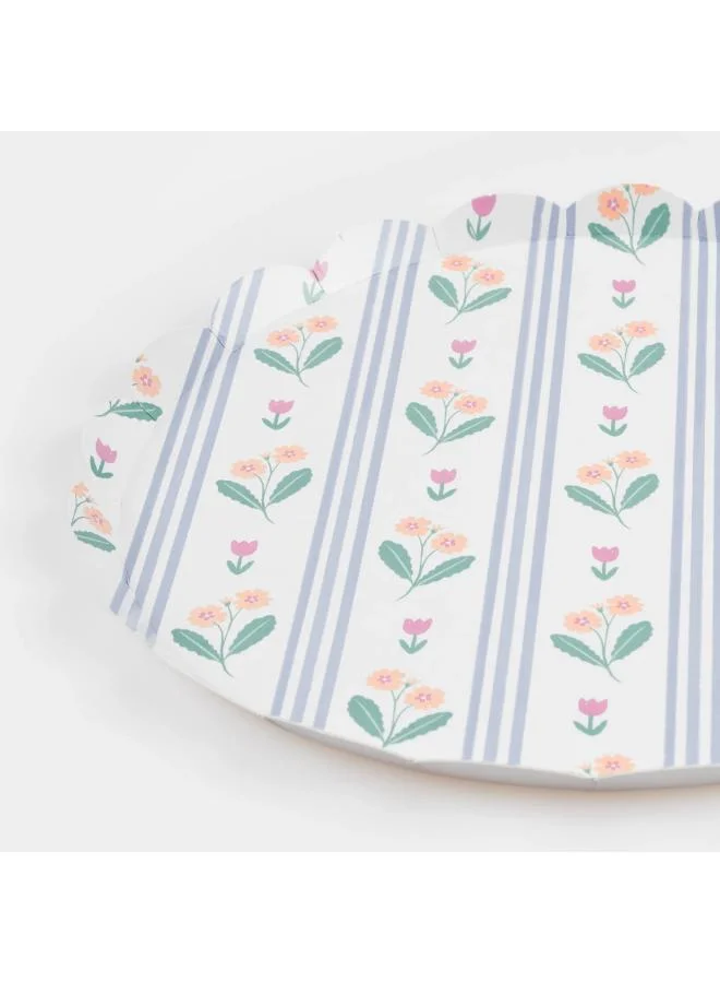 Meri Meri  Bloomsbury Floral Pattern Side Plates - Pack of 8, 450gsm Paper Plates with 4 Soft Pastel Floral Designs, Stylish Party Tableware for Garden Parties, Baby Showers & Celebrations  | Best Price UAE