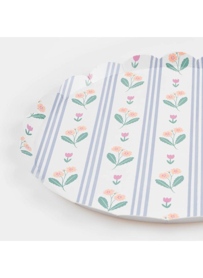 Meri Meri Bloomsbury Floral Pattern Side Plates - Pack of 8, 450gsm Paper Plates with 4 Soft Pastel Floral Designs, Stylish Party Tableware for Garden Parties, Baby Showers & Celebrations - Image 3