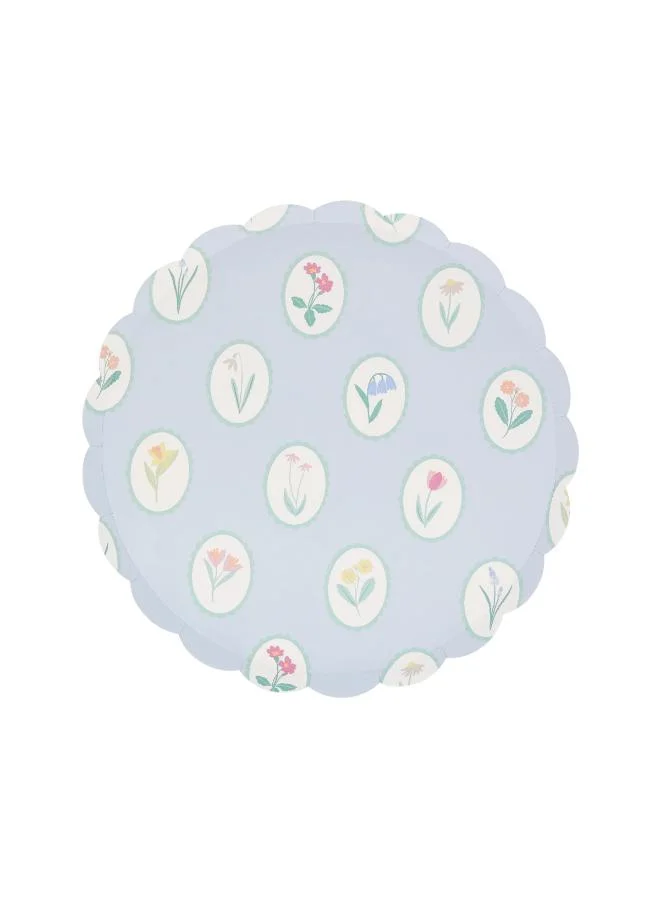 Meri Meri  Bloomsbury Floral Pattern Side Plates - Pack of 8, 450gsm Paper Plates with 4 Soft Pastel Floral Designs, Stylish Party Tableware for Garden Parties, Baby Showers & Celebrations  | Best Price UAE