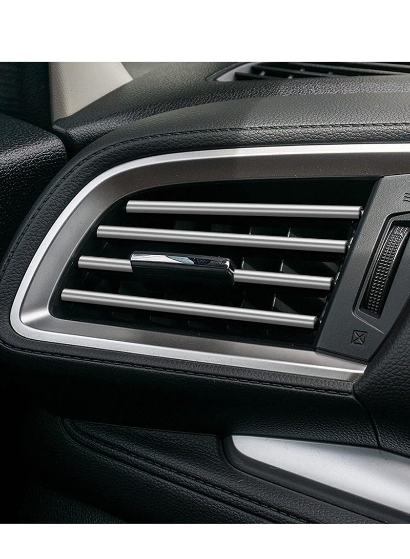 20pcs Car Air Conditioner Vent Outlet Trim Car Interior Moulding Trim Chrome PVC Car Interior Trim Vent Outlet Trim Decoration Strip for All Straight Air Vent Outlet (Silver) - Image 2