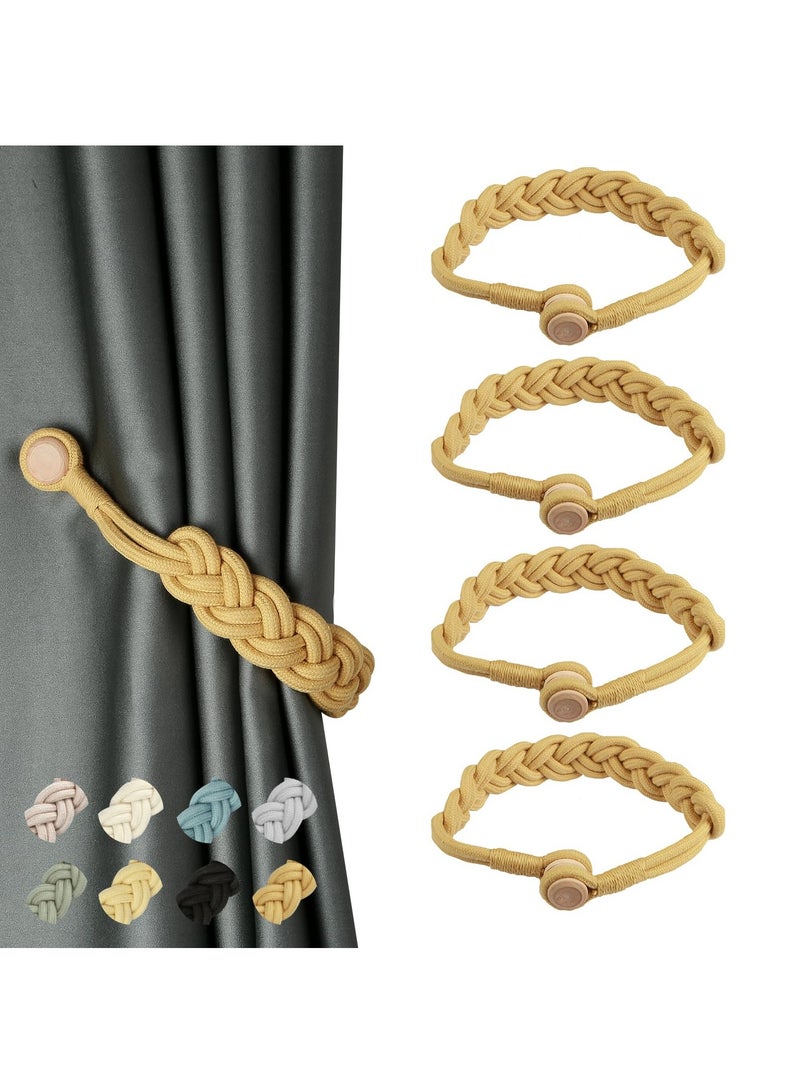 SOLARAE Curtain Tiebacks Magnetic Woven Curtain Holdback Drapery Tie-Back (Gold New-4Pack) - Image 1