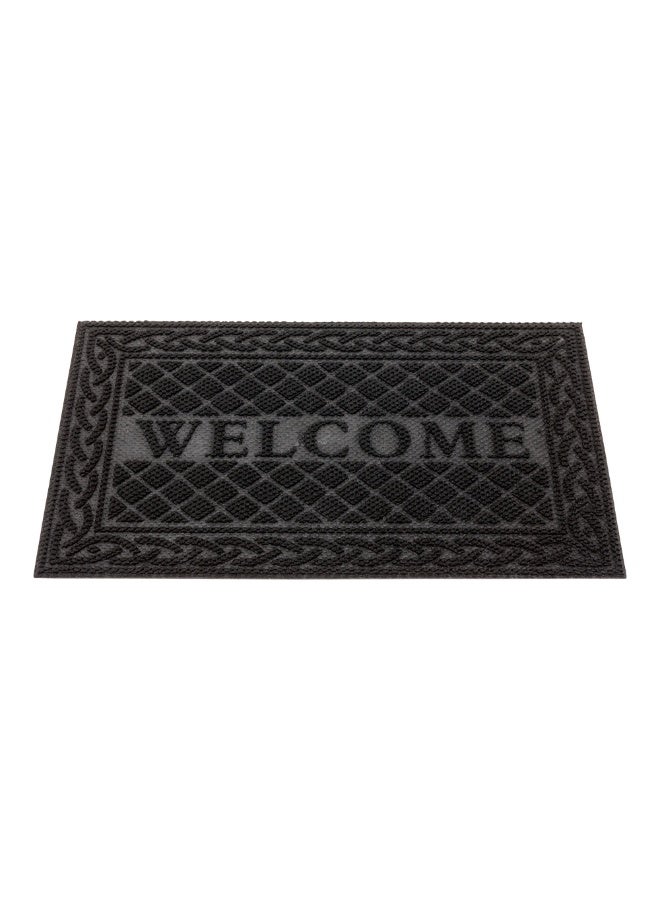 Restaurantware Comfy Feet 36 x 24 Inch Welcome Mat, 1 Outdoor Welcome Doormat - Heavy-Duty, For Homes, Offices, Or Restaurants, Black Polypropylene Outside Doormat, Low-Profile, Easy To Clean  - Image 1