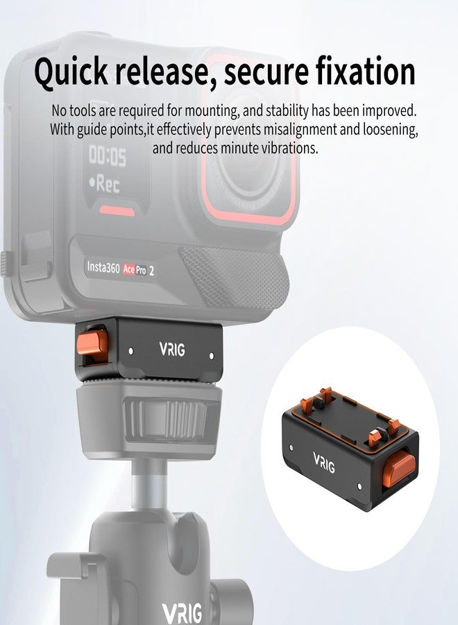 في ار اي جي حامل مغناطيسي من VRIG لكاميرات Insta 360 ACE/ACE PRO/ACE PRO 2/X5، قاعدة تثبيت سريعة ومريحة وعالمية لقضيب تمديد الحامل ثلاثي القوائم (قاعدة ملولبة 1/4 بوصة). - Image 3