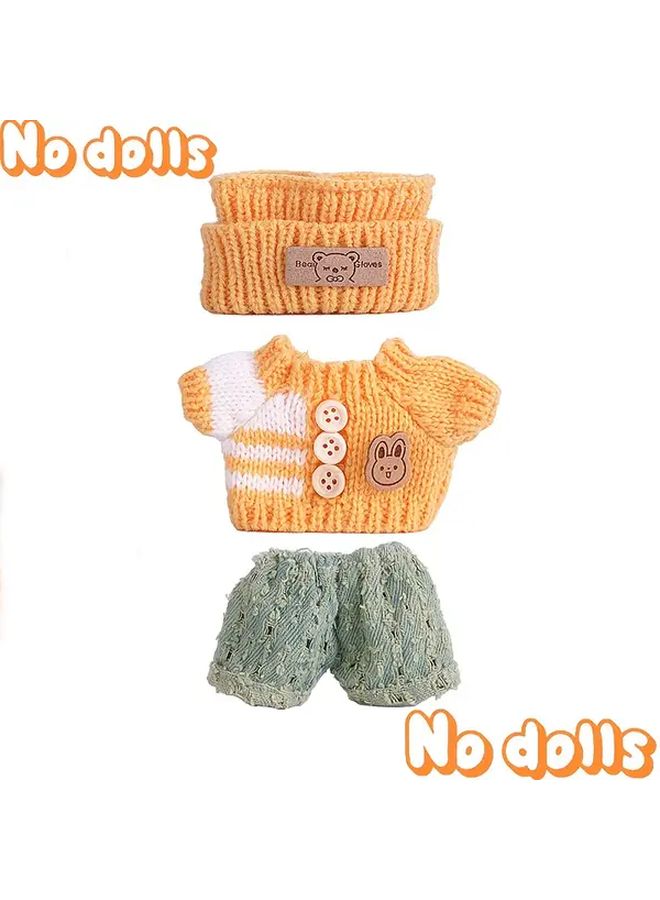 Yellow Plush Clothing Set For 6.7 Inch Labubu Doll Three Piece Outfit - Image 1