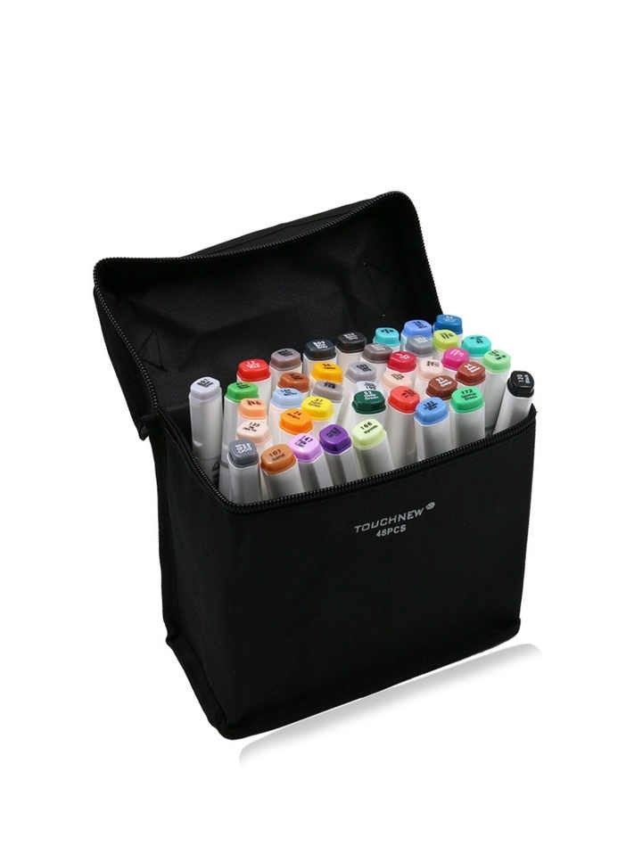 Touch Double Headed Color Marker Set - 48 colors with storage bag - Image 1
