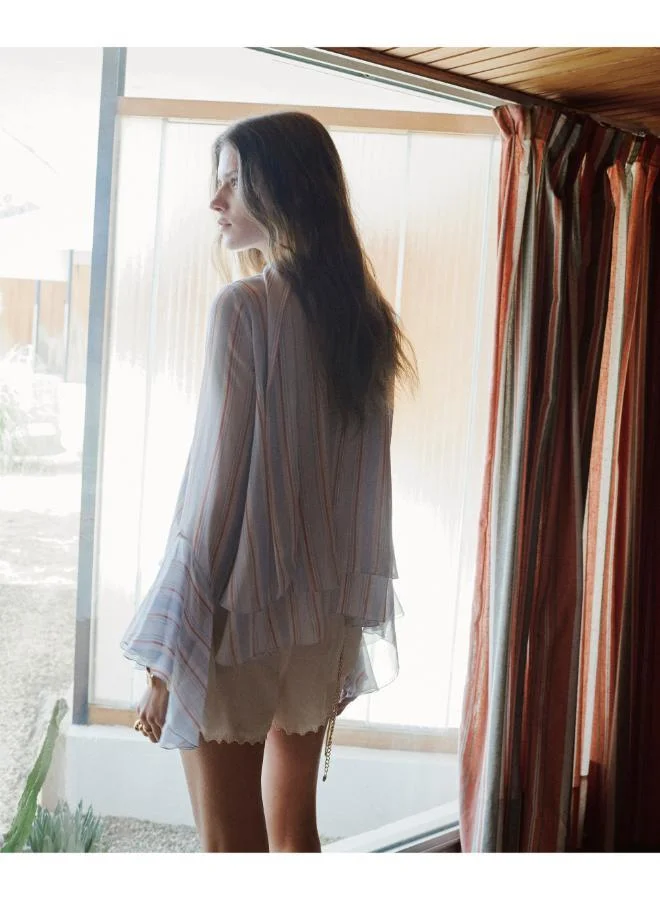 مانجو Ruffles stripe-patterned blouse