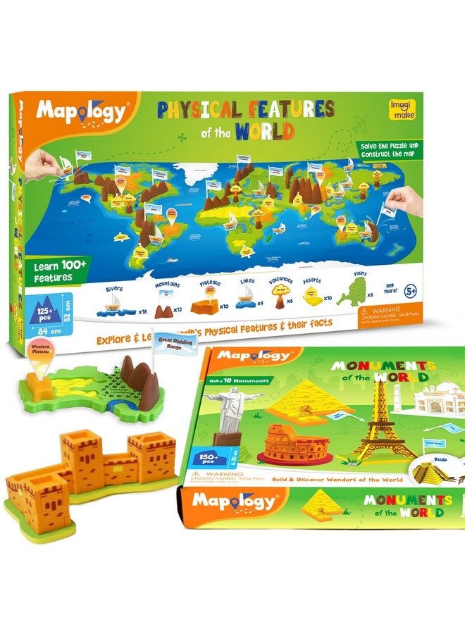 Imagimake Mapology - Learn Monuments & Physical Features of The World, Educational & Construction Based Activity Kit - Puzzles for Kids for Age5 Years+, Best Gift for Boys & Girls - Image 1