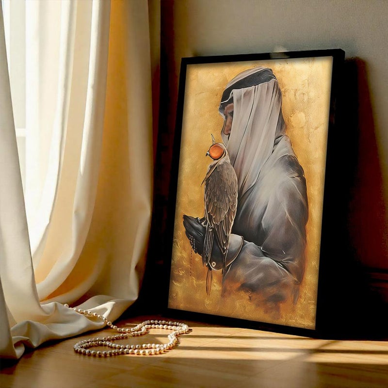 Marktna One canvas painting with a Najdi art design and a hollow frame, measuring (40×60), one piece - Image 2