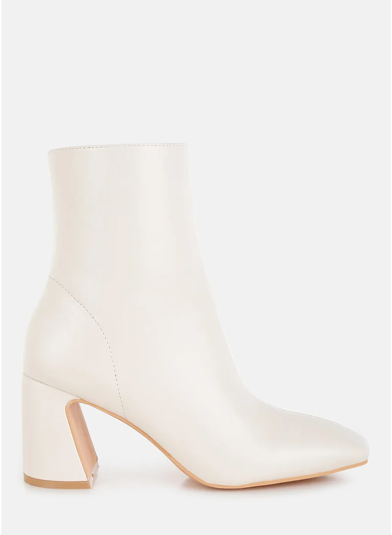 London Rag Women's Square Toe Ankle Boots in Off White