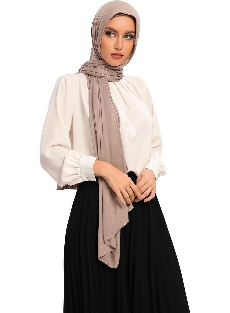 2Pcs Sand Jersey Hijab Scarf, 70x28 Inch Soft Breathable Silky Smooth Muslim Women Head Wrap for Daily Casual Wear - Image 5