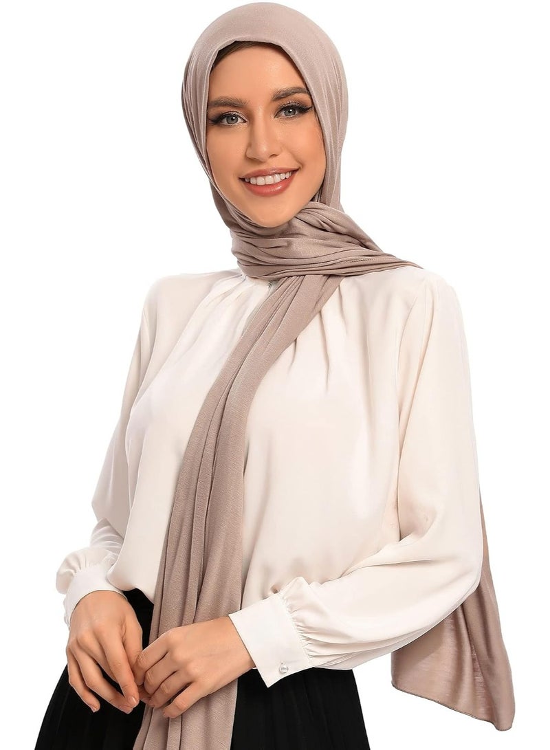 2Pcs Sand Jersey Hijab Scarf, 70x28 Inch Soft Breathable Silky Smooth Muslim Women Head Wrap for Daily Casual Wear - Image 4