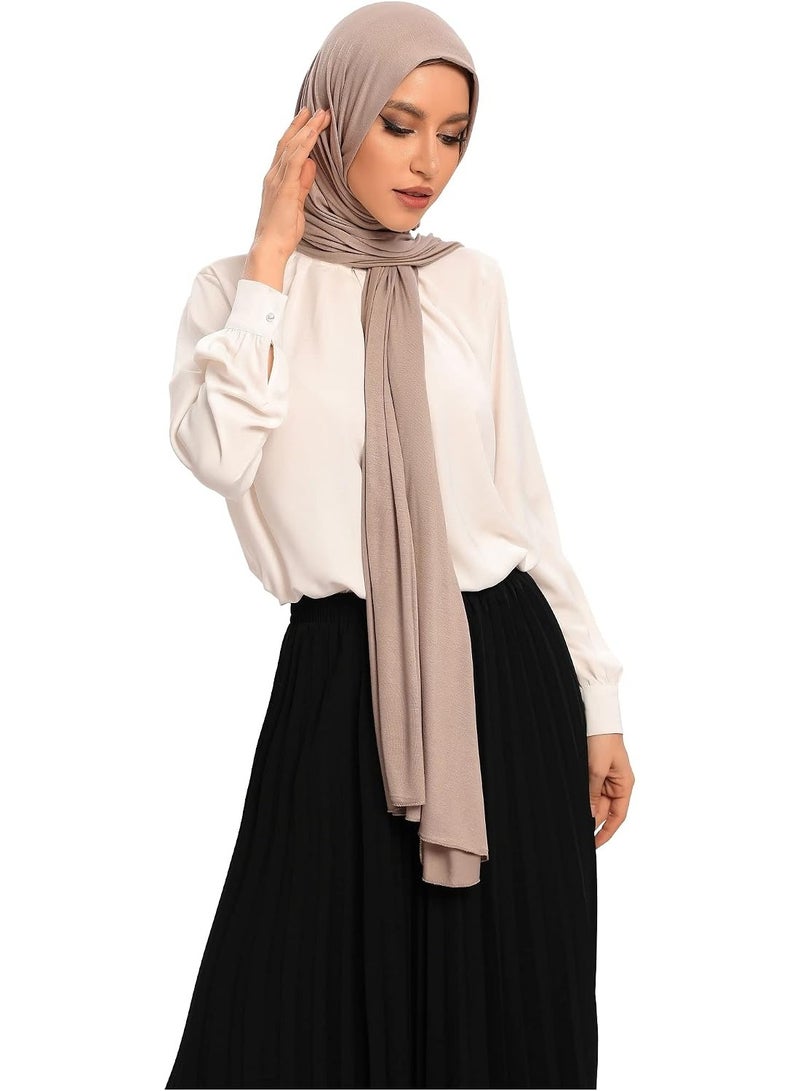 2Pcs Sand Jersey Hijab Scarf, 70x28 Inch Soft Breathable Silky Smooth Muslim Women Head Wrap for Daily Casual Wear - Image 3