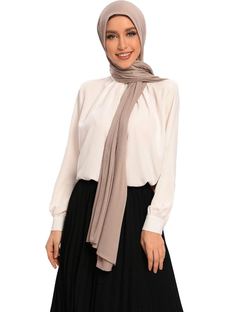 2Pcs Sand Jersey Hijab Scarf, 70x28 Inch Soft Breathable Silky Smooth Muslim Women Head Wrap for Daily Casual Wear - Image 2