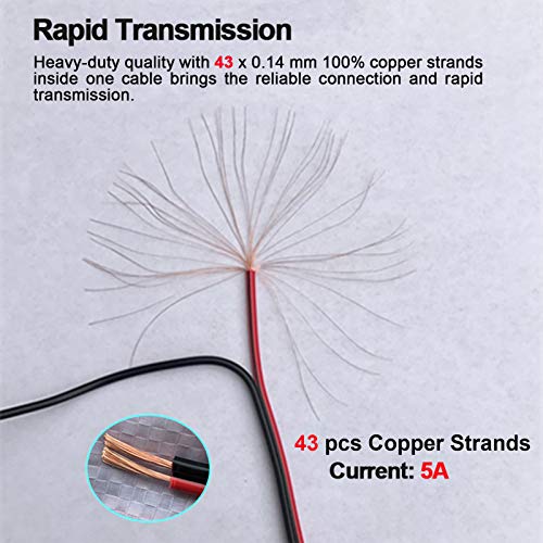 MILAPEAK (Real 18AWG) 10 Pairs 12V 5A DC Power Pigtail Barrel Plug Connector Cable, 2.1mm x 5.5mm Male Female DC Pigtail Connectors for CCTV Security Camera and 12V Power Supply Adapter by MILAPEAK - Image 3