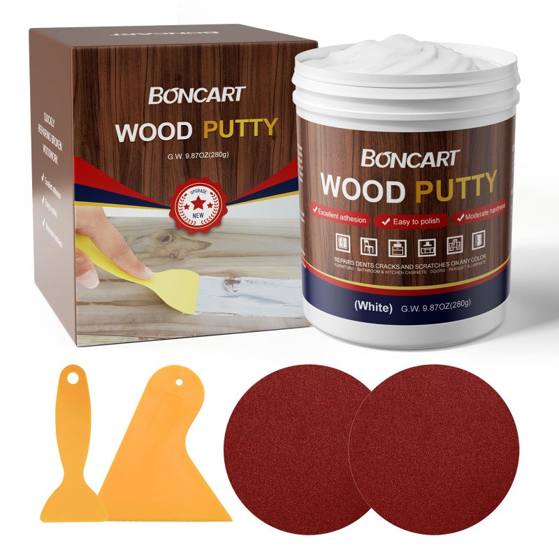 BONCART Wood FillerWood PuttyWood Filler PaintableWood Repair Putty Stainable987 Ounce White wood fillerWood furniture repair kitQuickly repair any broken and defective wooden furniture