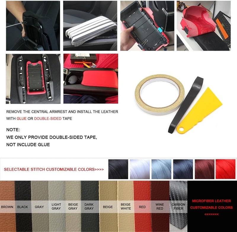 QASULER Microfiber Leather Armrest Cover for Toyota Prius - Image 5