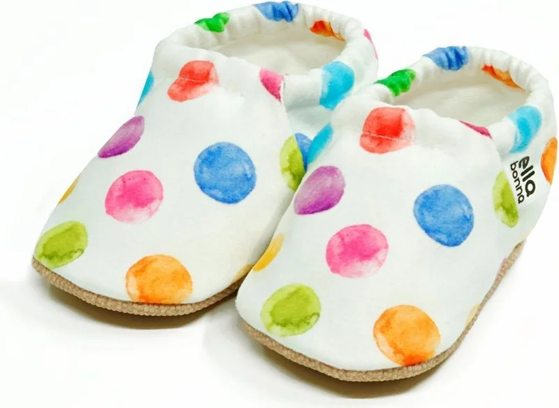 Ella Bonna Patterned Baby Booties, Non-Slip Sole, Home Nursery Shoes Slippers, Colorful Dots