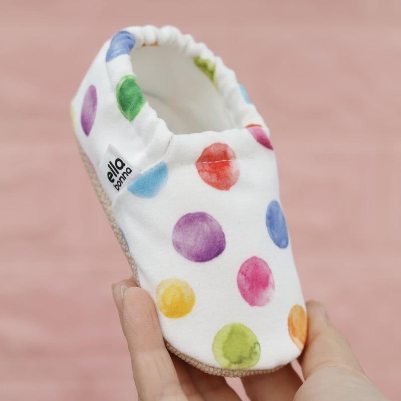 Ella Bonna Patterned Baby Booties, Non-Slip Sole, Home Nursery Shoes Slippers, Colorful Dots  - Image 5