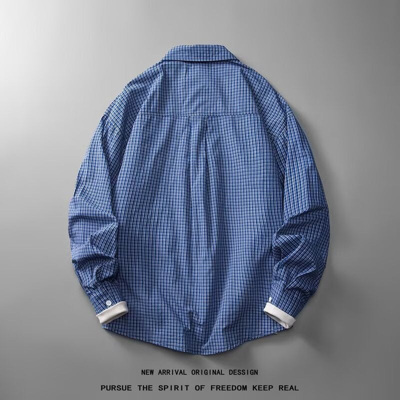 Teenager Autumn Plaid Shirt Coat Men'S And Women'S Design Sense High-Grade Loose Long-Sleeved Top Trendy - Image 4