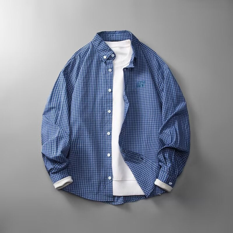 Teenager Autumn Plaid Shirt Coat Men'S And Women'S Design Sense High-Grade Loose Long-Sleeved Top Trendy - Image 3