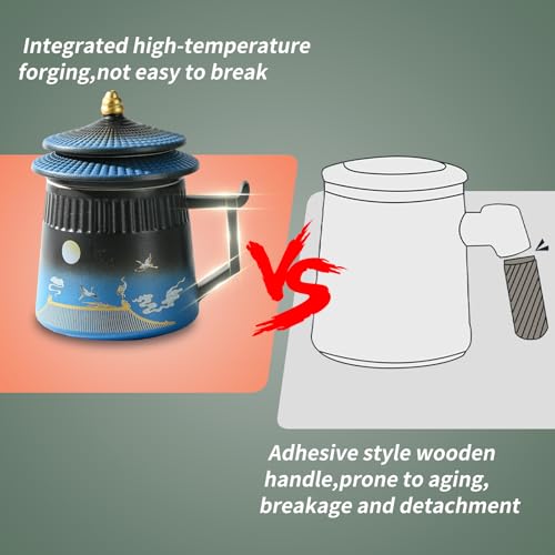 Coolpei Loose Leaf Tea Cup with Infuser and Lid 148oz Chinese Ceramic Mug with Fine Mesh Strainer Office Steeping Cup for Tea Lovers Gifts - Image 3