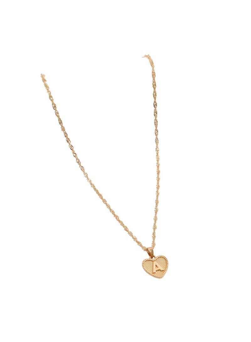 Huitich Letter "A" Heart Pendant Clavicle Necklace Minimalist Love Design for Women  - Image 1