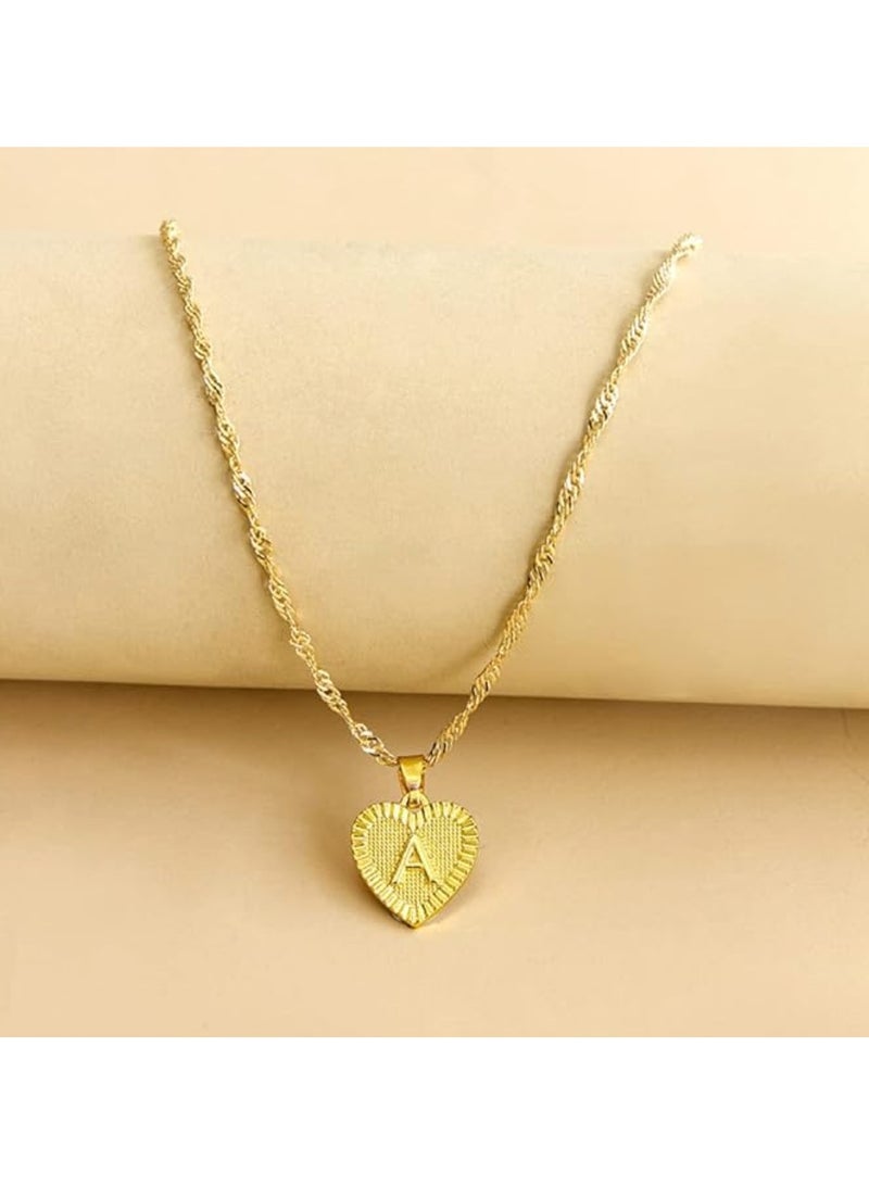 Huitich Letter "A" Heart Pendant Clavicle Necklace Minimalist Love Design for Women  - Image 2