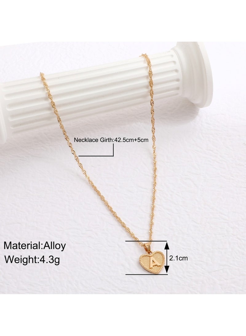 Huitich Letter "A" Heart Pendant Clavicle Necklace Minimalist Love Design for Women  - Image 3