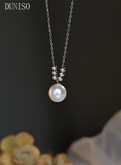 DUNISO Pearl Necklace 925 Sterling Silver Choker Necklace Silver Choker Chain Pearl Pendant Necklace Simple Necklace Chain Jewelry for Women Teen Girls  - Image 2
