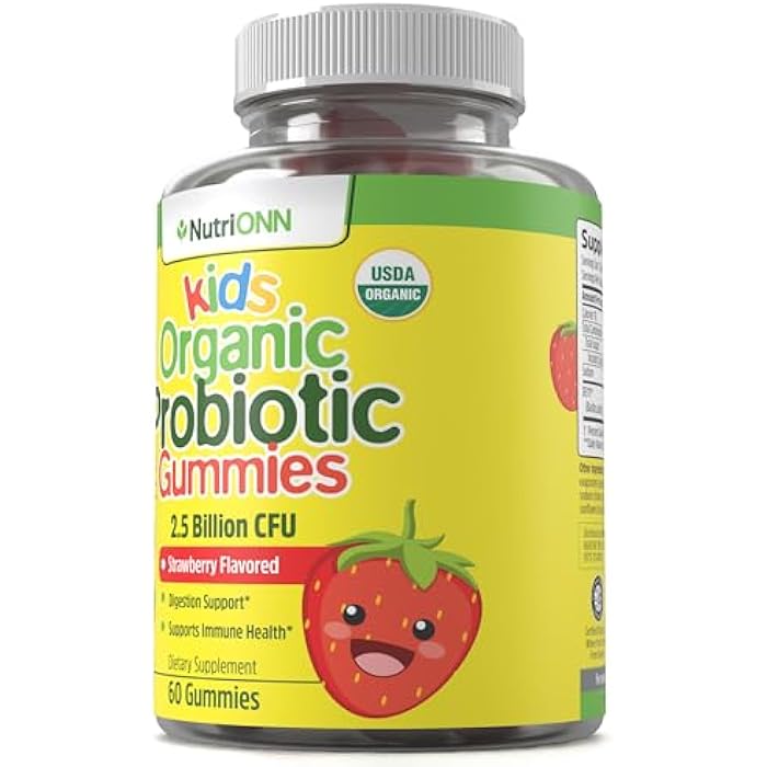 NutriONN Organic Kids Probiotic Gummies - USDA Organic Chewable Probiotics for Kids - 60 Delicious Gummies - Child Digestive, Immune Support & Gut Health Supplement - Vegan & Non-GMO - Image 3