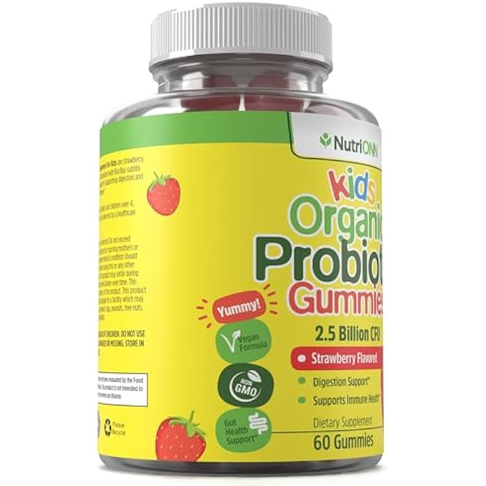 NutriONN Organic Kids Probiotic Gummies - USDA Organic Chewable Probiotics for Kids - 60 Delicious Gummies - Child Digestive, Immune Support & Gut Health Supplement - Vegan & Non-GMO - Image 4