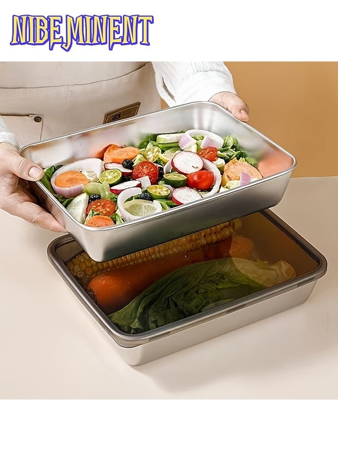 NIBEMINENT 3pcs Stainless Steel Food Storage Containers Leak-Proof, Stackable, Space-Saving - Heavy-Duty Stainless Steel Construction, Airtight Lid for Freshness - Ideal for Meal Prep, Fruits, Meats, Veggies, Leftovers, Fridge, Freezer, Pantry - Dishwasher Safe - Image 5